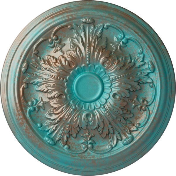 Ekena Millwork Damon Ceiling Medallion (Fits Canopies up to 3 3/8"), 20"OD x 1 1/2"P, Copper Green Patina CM20DACGS - main